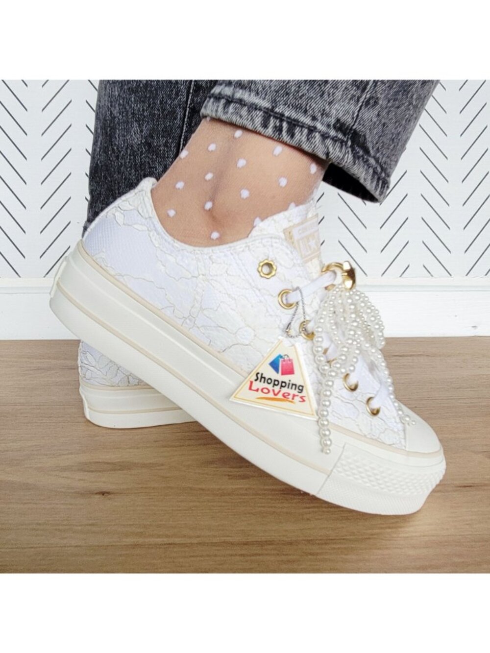 Converse Chuck Taylor Platform Pearls Lace 8.5 Women Shoes Party Sneaker A15197C - Picture 9 of 16